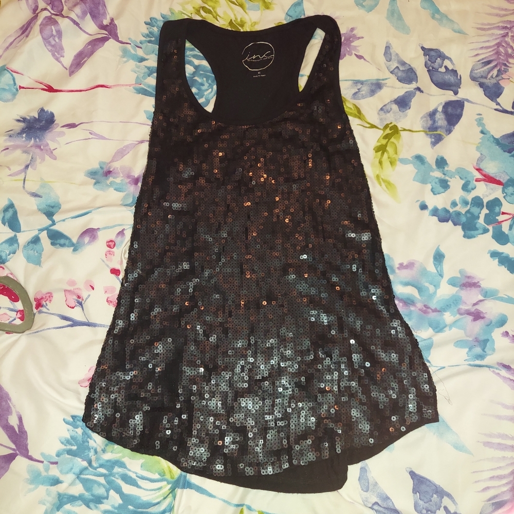 INC Black Sequins Top